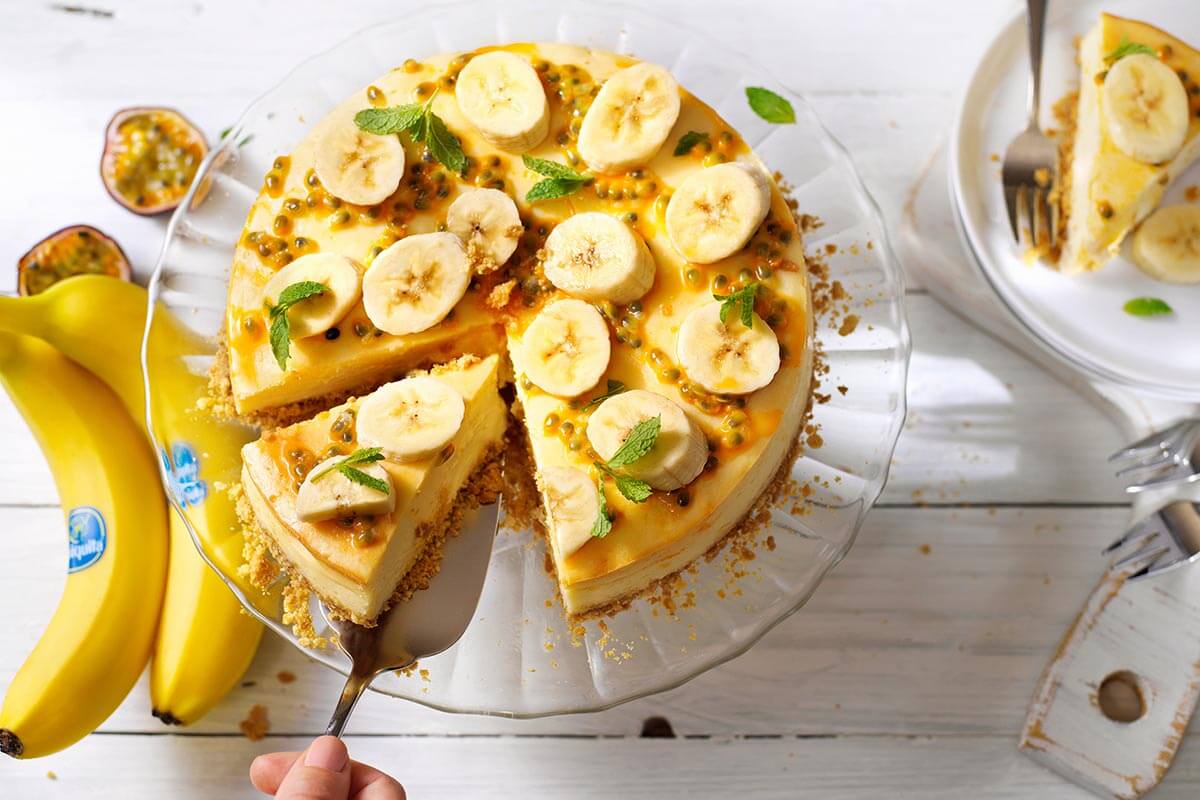 Easy Cheesecake with Chiquita Banana, Passion Fruit and Mint