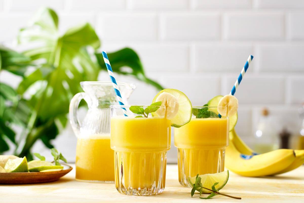 Tropical Chiquita Banana Colada shake with coconut water