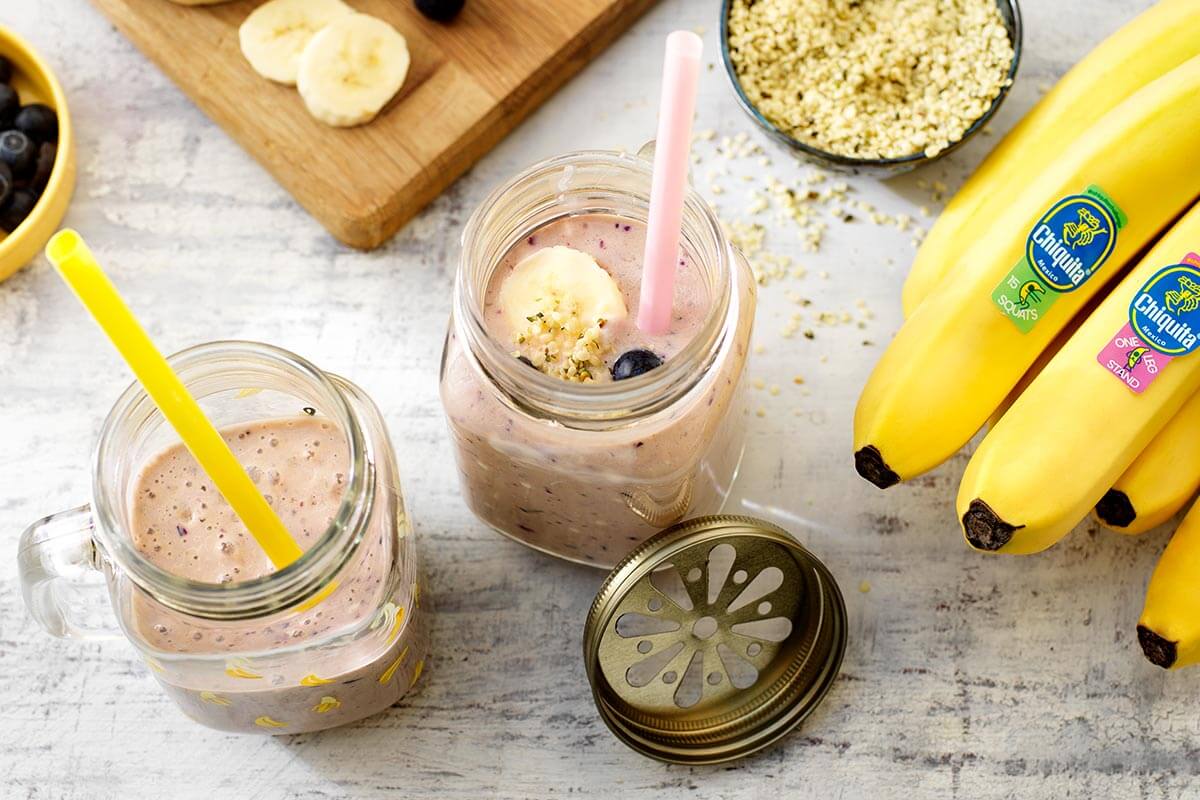 Vanilla protein shake with ripe Chiquita banana