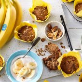 Vegan Chiquita banana pecan muffins