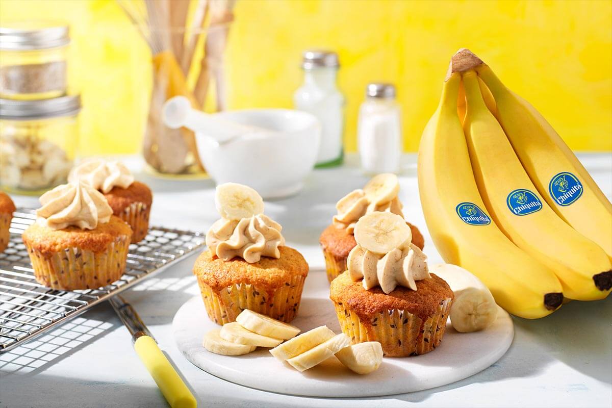 Peanut Butter Chiquita Banana Cupcakes