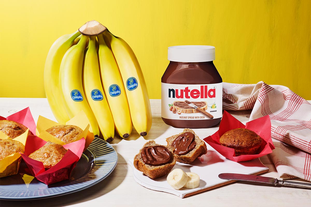 Chiquita® Banana Buttermilk Breakfast Muffins with Nutella® hazelnut spread