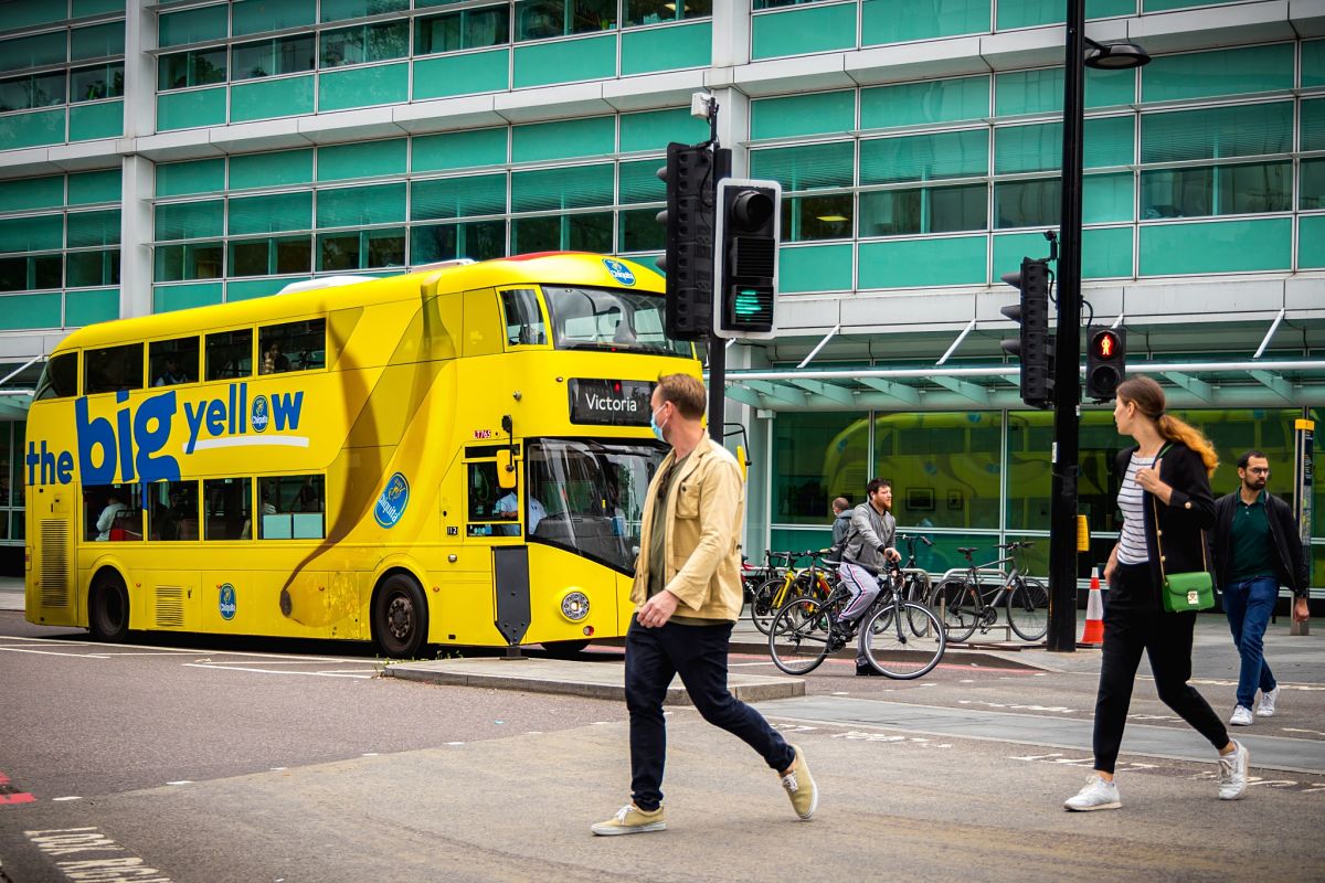 Yellow london bus
