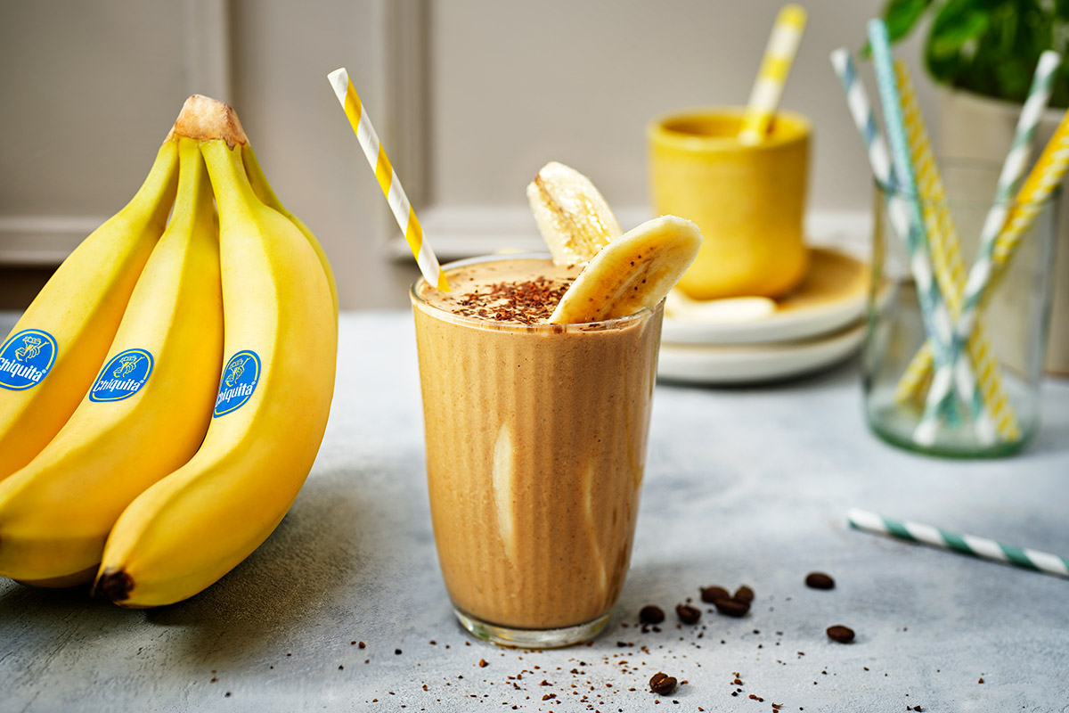 Coffee Protein-Shake with Peanut Butter and Banana