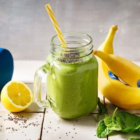 Powerful greens smoothie, sweetened with bananas