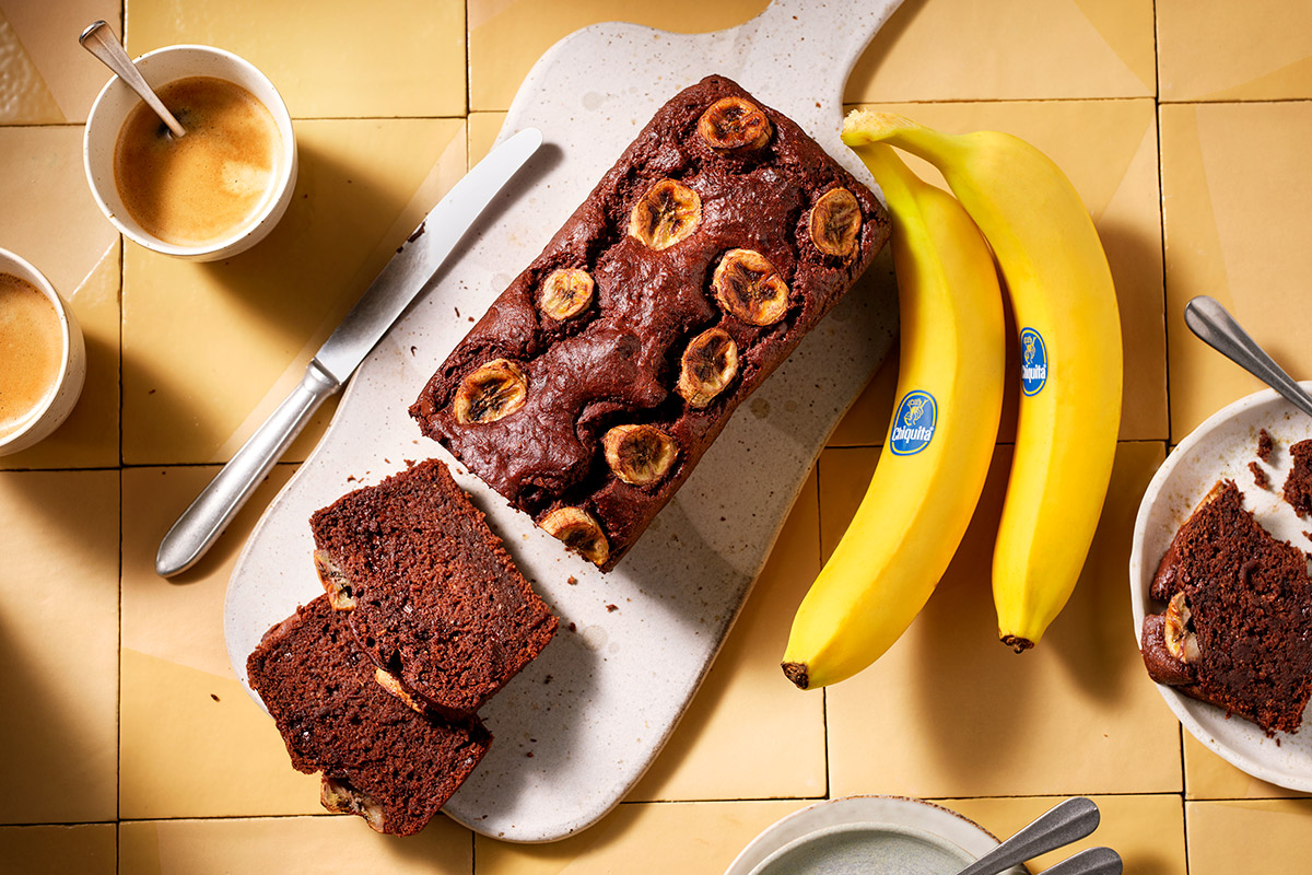 Vegan chocolate beetroot banana bread